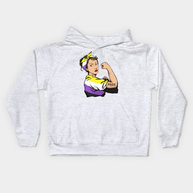 non-binary pride mom lgbt awaness Kids Hoodie by Dianeursusla Clothes